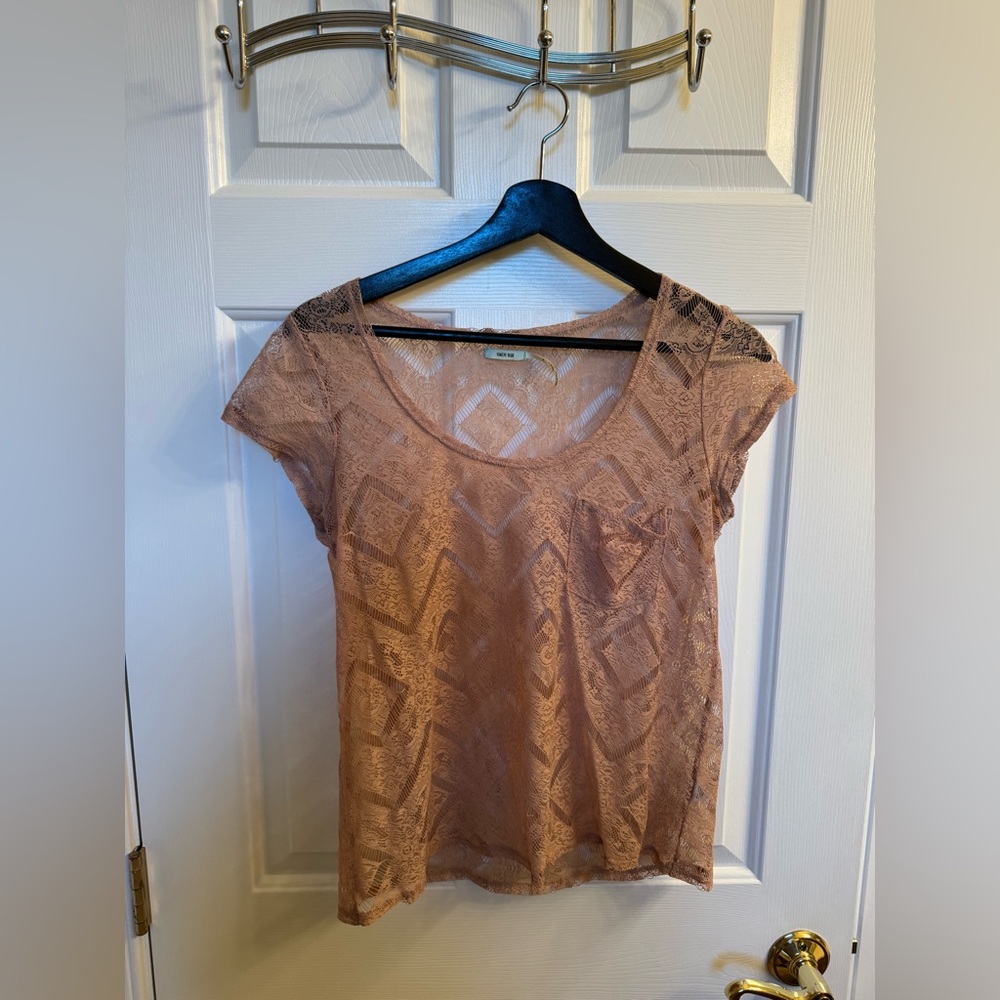 Kimchi Blue Semi-Sheer Lace Top from Urban Outfitters, Size XS